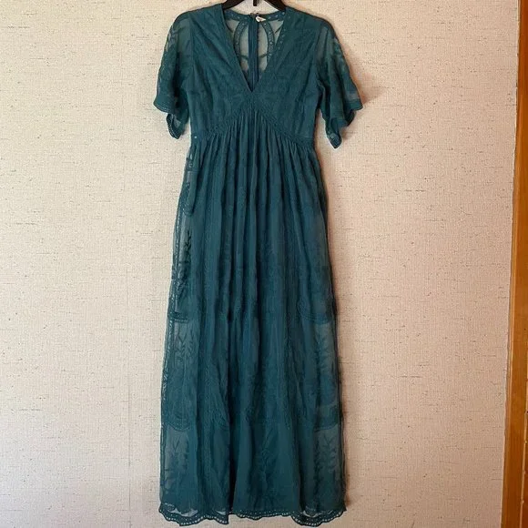 Pinkblush Dresses Pink Blush Teal Lace Maternity Dress Size S